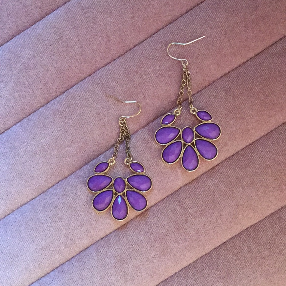 Purple & Gold Dangle Earrings